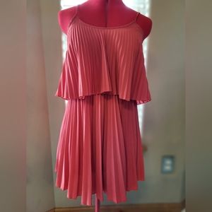 Gianni Bini Pleated Coral Layered Dress Women's Small